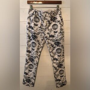 ANTHROPOLOGIE Hot air balloon toile black cream essential slim pant trousers 4